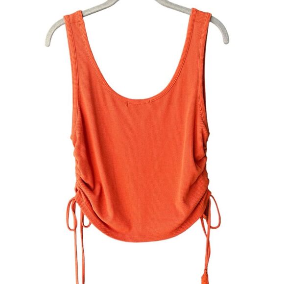 BCBGeneration Cinched Side String Scoop Neck Cropped Tank Orange Rust Size XL - Picture 2 of 4
